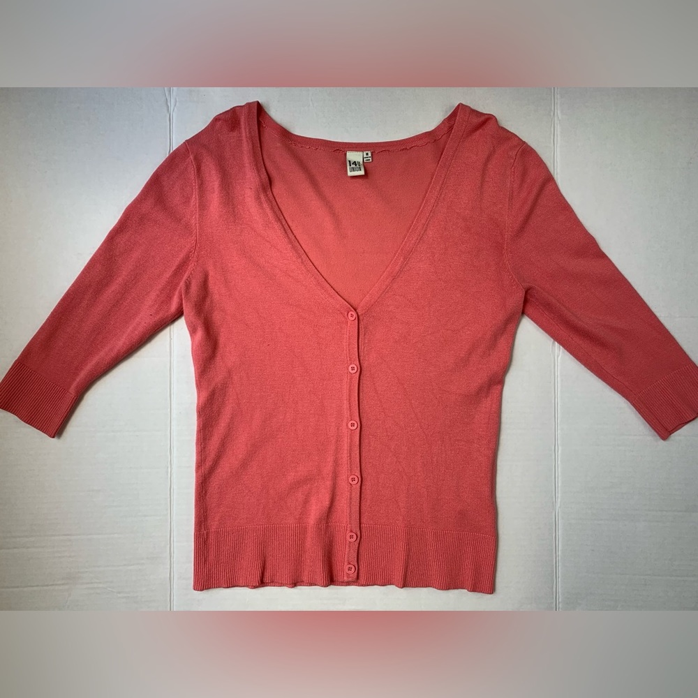 14TH & UNION Pink Coral Cardigan Medium